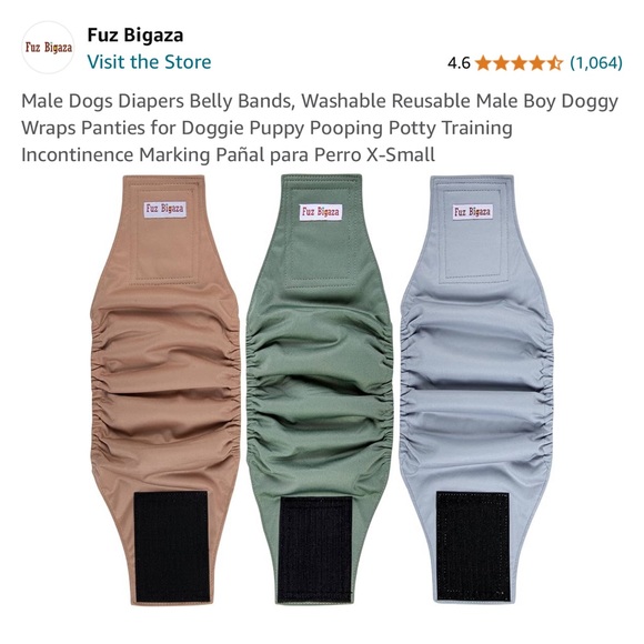 Male Doggy Diapers- Reusable, washable belly bands. Set of 4 xs 9.5 -11 in - Picture 1 of 3